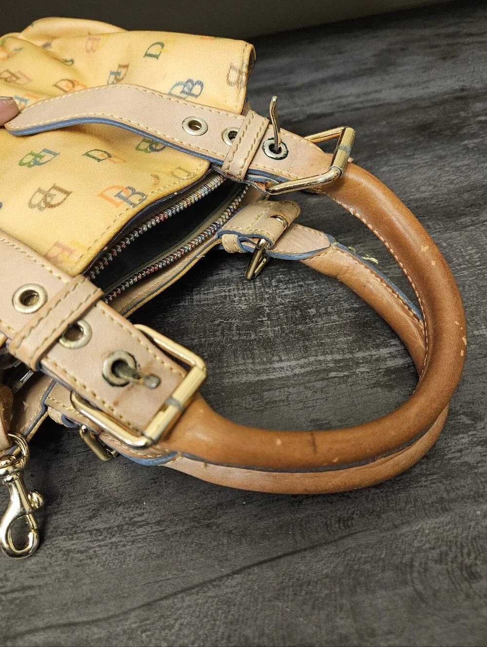 Vintage Y2K Dooney & Bourke Rainbow Doodle Monogram Satchel Bag